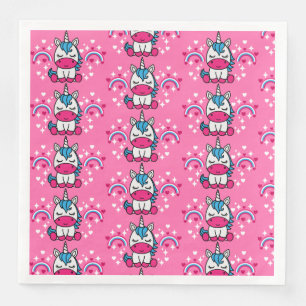 Little Girls Rosa Rainbow Unicorn Pappersservett