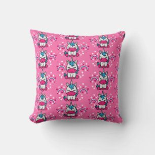 Little Girls Rosa Unicorn Pony Kudde