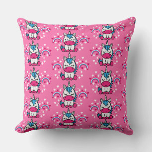 Little Girls Rosa Unicorn Pony Kudde