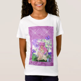 LIttle Girls Shirt med Rosa Hved Young Girl Sit T Shirt