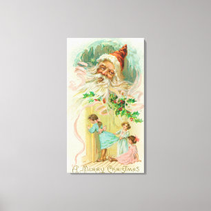 Little Girls spionerar genom Bedroom Door Canvastryck