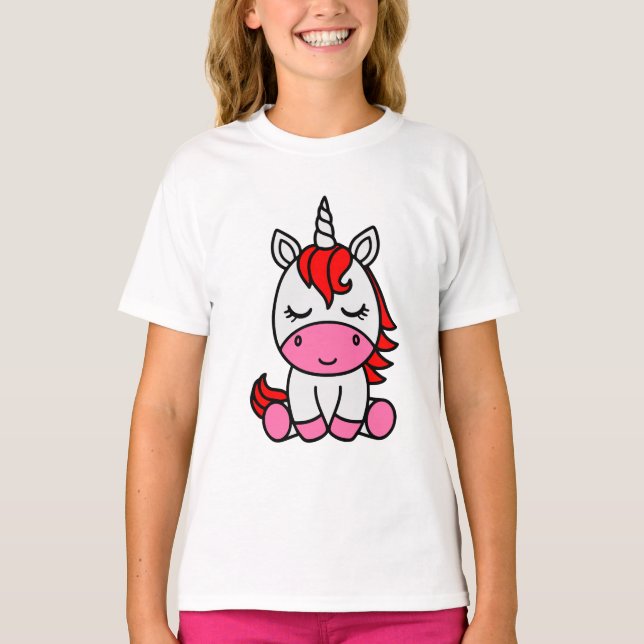 Little Girls Unicorn Pony T Shirt (Framsida)