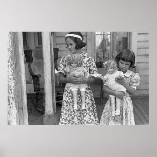 Little Girls with Dolls, 1930-talet Poster