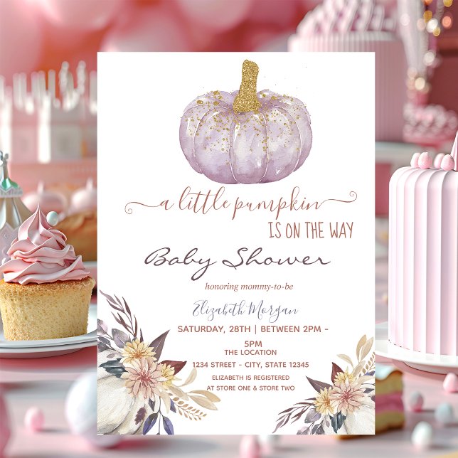Little Glitter Pumpkin Flowers Baby Shower Inbjudningar (Skapare uppladdad)