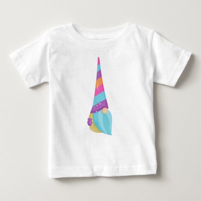 Little Gnome, Cute Gnome, Garden Gnome, Hat, Beard T Shirt (Framsida)