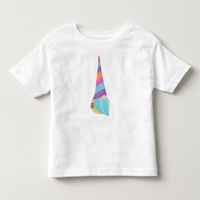 Little Gnome, Cute Gnome, Garden Gnome, Hat, Beard T Shirt (Framsida)