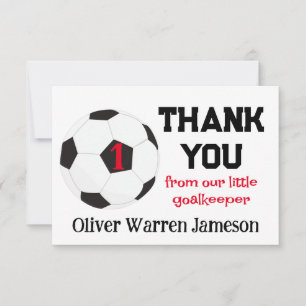 Little Goalkeeper Soccer Pojke 1st Birthday Tack Kort