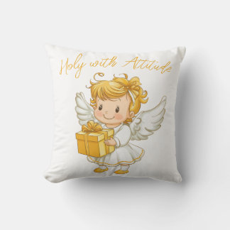 Little golden Angel with Gift Kudde