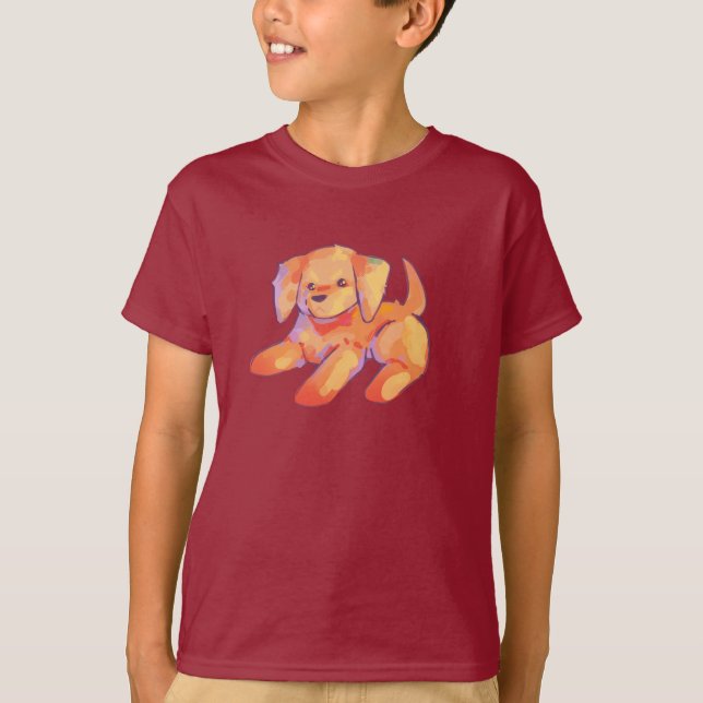 Little golden retriever pup t shirt (Framsida)