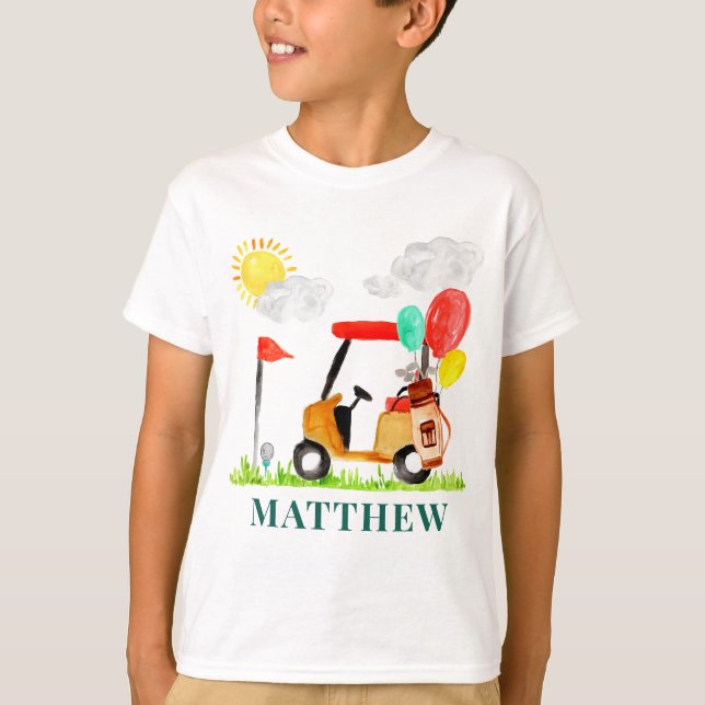 Little Golf Cart Balloons Pro Par-tee Birthday T-S T Shirt (Framsida)