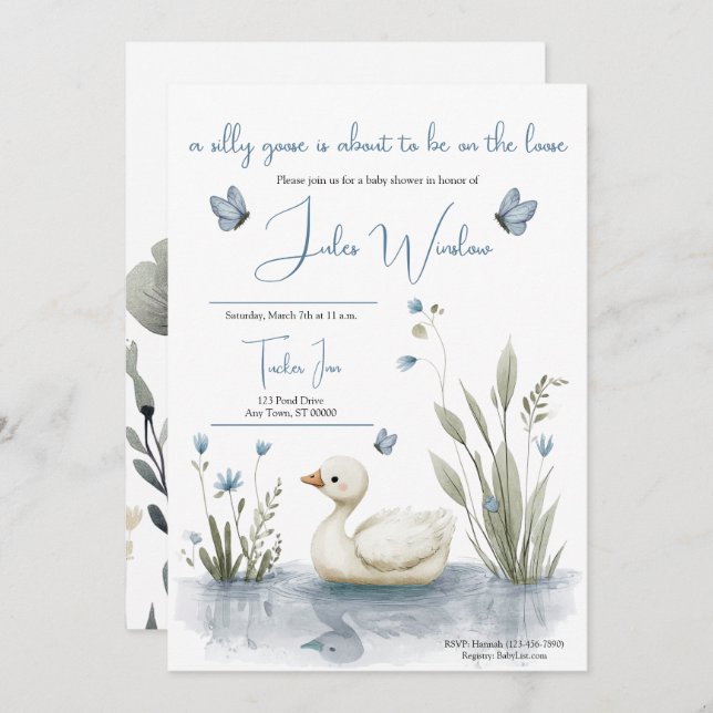 Little Goose Baby Shower Invitation Inbjudningar (Fram/baksida)