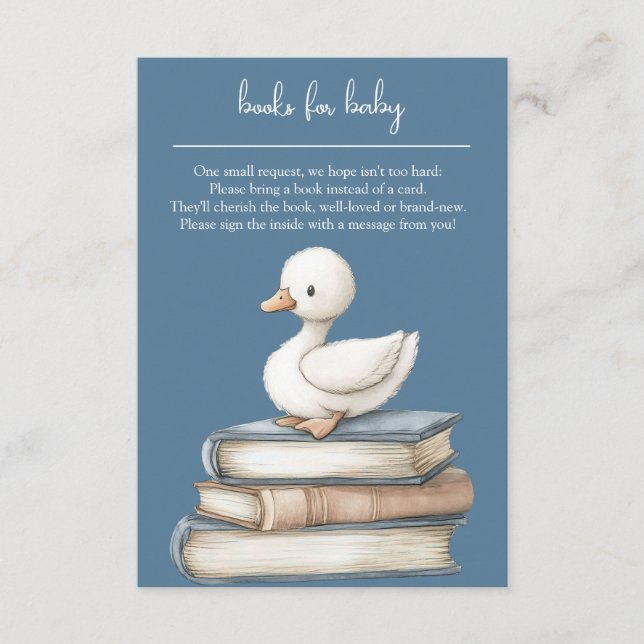 Little Goose Book Request Card Goose Baby Shower  Tilläggskort (Framsida)