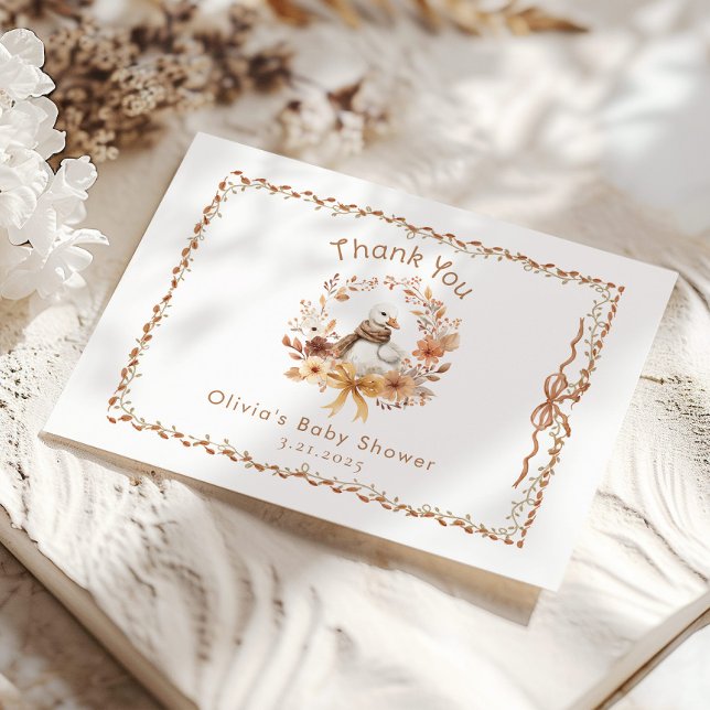 Little Goose Fall Gender Neutral Baby Shower Tack Kort (Skapare uppladdad)