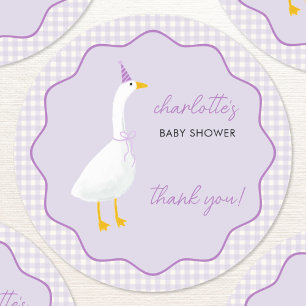 Little Goose Gingham Baby Shower Tack Runt Klistermärke