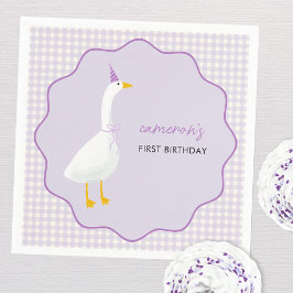 Little Goose Gingham First 1st Birthday Pappersservett