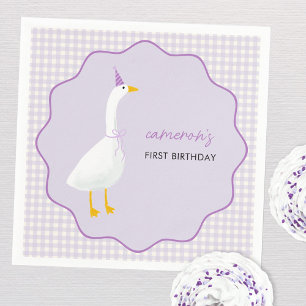 Little Goose Gingham First 1st Birthday Pappersservett