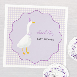 Little Goose Lilac Gingham Baby Shower Pappersservett