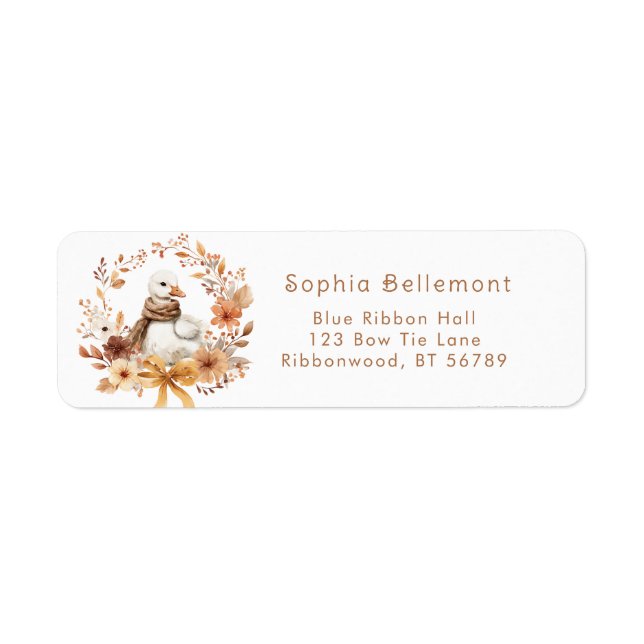 Little Goose Rustic Fall Return Address Returadress Etikett (Framsidan)