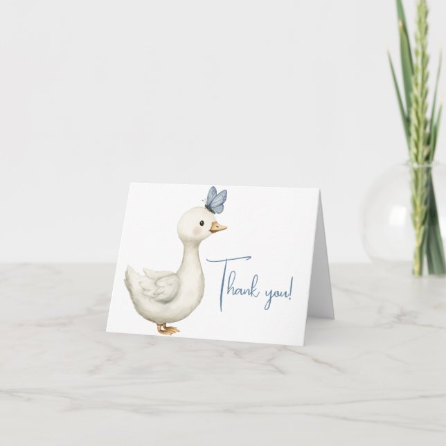 Little Goose Thank You Card – Goose Baby Shower Tack Kort (Framsida)