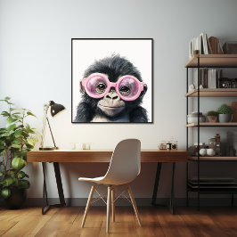 Little Gorilla with Rosa Glasses Poster