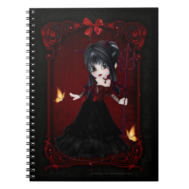 Little Goth Djävulen Girl Design 1 Note Bok Anteckningsbok (Framsidan)