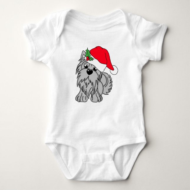 Little Grått jul Doggie Baby Jersey Bodykostym T Shirt (Framsida)