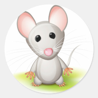 Little grått mus runt klistermärke