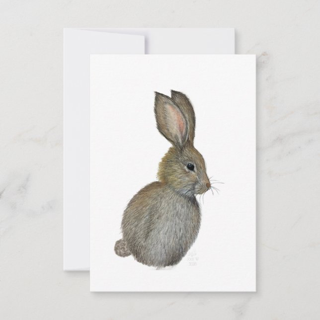 Little Grey Bunny Notecard - Original Artwork Inbjudningar (Framsida)