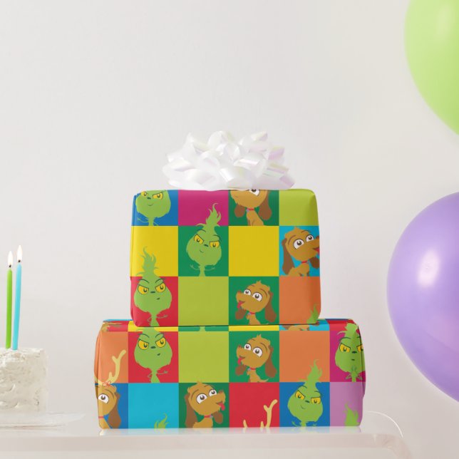 Little Grinch Colorful Färg Block Mönster Presentpapper (Festgåvor)