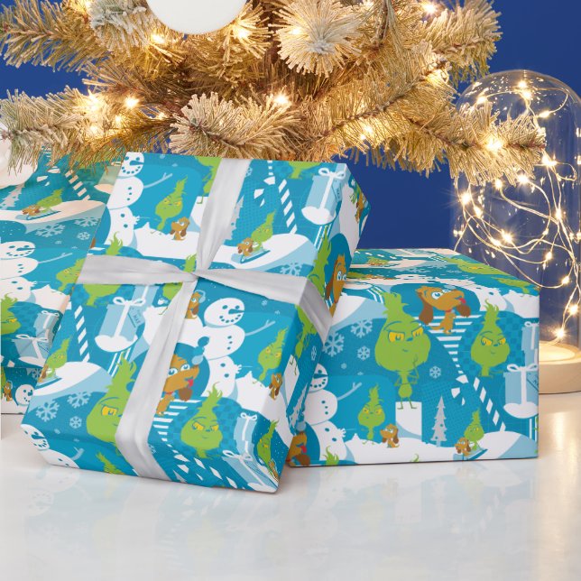 Little Grinch | Merry Grinchmas Teal Mönster Presentpapper (Helgdagar)
