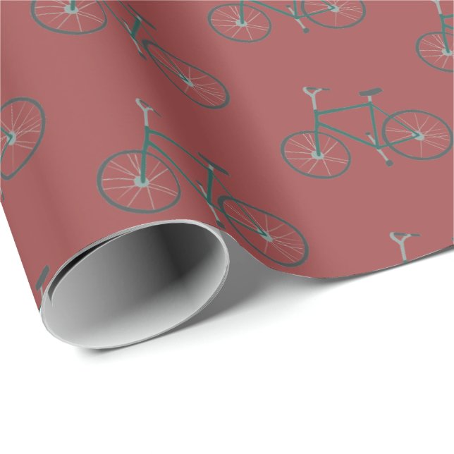 Little Grönt Bicycles Mönster Julafton Gift Wrap Presentpapper (Rullad Hörn)