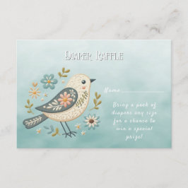 Little Grönt Bird Blommigt Baby Shower Tilläggskort