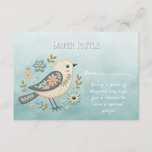 Little Grönt Bird Blommigt Baby Shower Tilläggskort