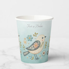 Little Grönt Bird Blommigt Papprare Kopp