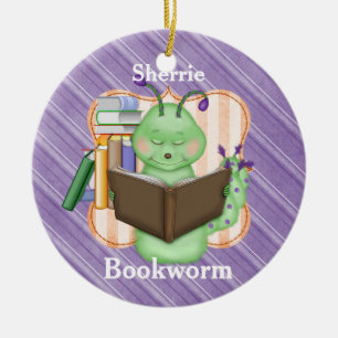 Little Grönt Bookworm Julgransprydnad Keramik