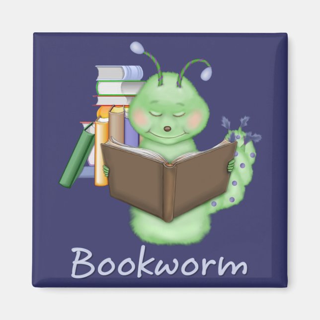 Little Grönt Bookworm Magnet (Framsidan)