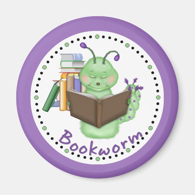Little Grönt Bookworm Magnet (Framsidan)