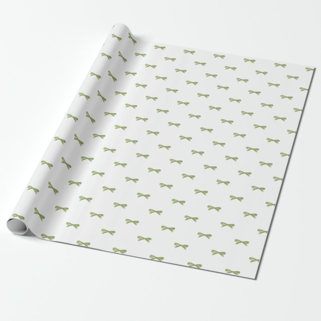 Little Grönt Bow Gift Wrapping Papper Presentpapper (Utrullad)