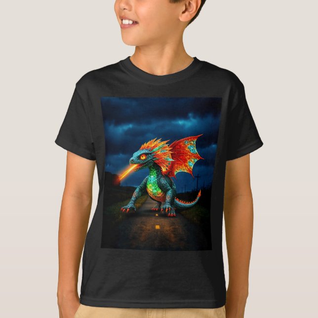 Little Grönt Dragon T Shirt (Framsida)