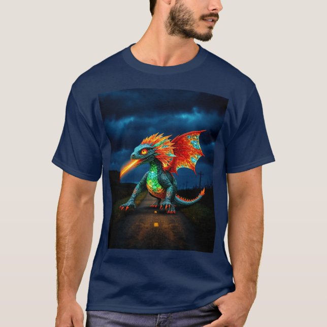 Little Grönt Dragon T Shirt (Framsida)