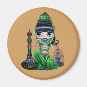 Little Grönt Genie Belly Dancer Girl Magnet