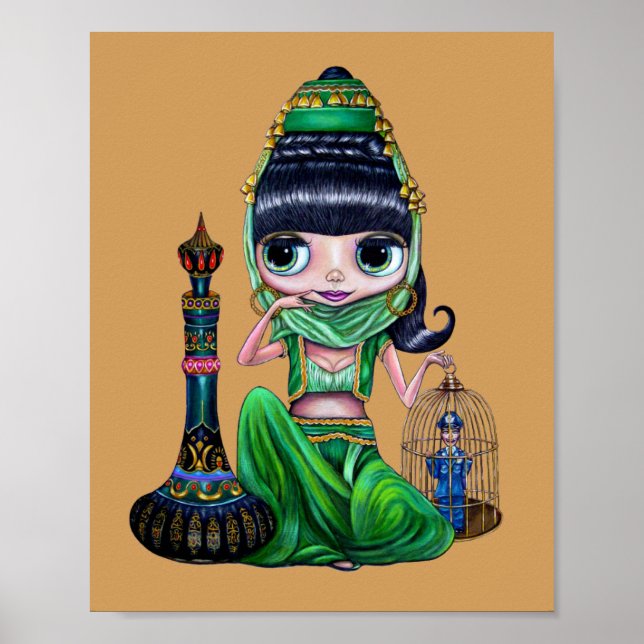 Little Grönt Genie Belly Dancer Girl Poster (Framsidan)