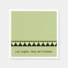 Little Grönt Heart Mönster Accented Pappersservett