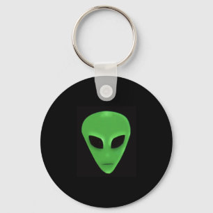 Little Grönt Man Alien Ansikte Nyckelring