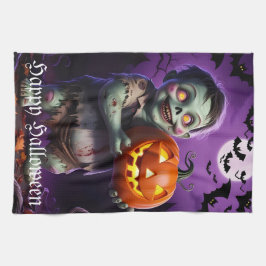 Little Grönt Monster & Pumpkin Friend Kökshandduk