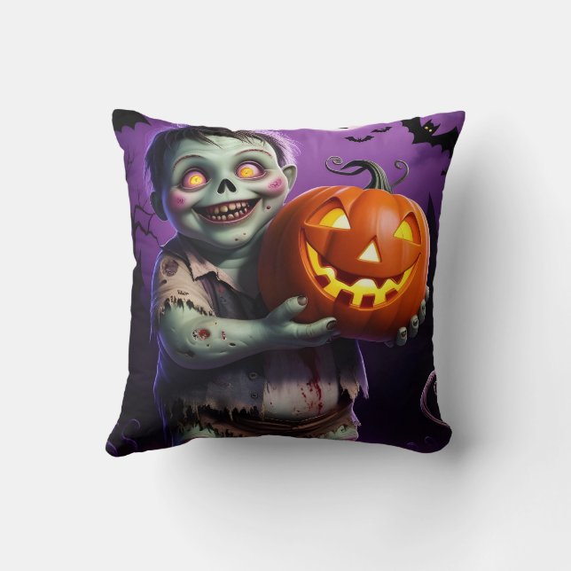 Little Grönt Monster & Pumpkin Friend Kudde (Baksida)