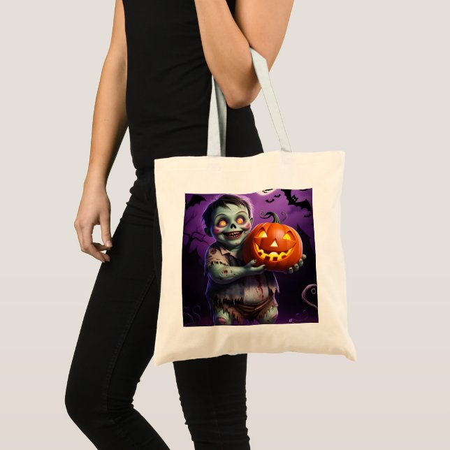 Little Grönt Monster & Pumpkin Friend Tygkasse (Framsida (produkt))