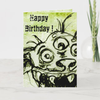 Little Grönt Monster Sketch Kort