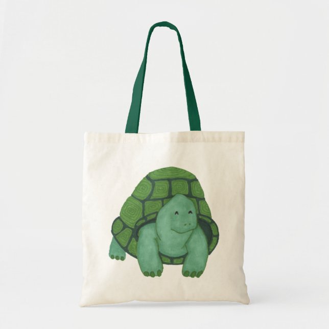 Little Grönt Turtle Tote Bag Tygkasse (Framsidan)
