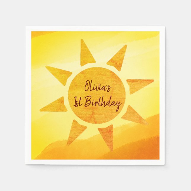 Little Guld Sunshine Boho Birthday Napkins Pappersservett (Framsidan)
